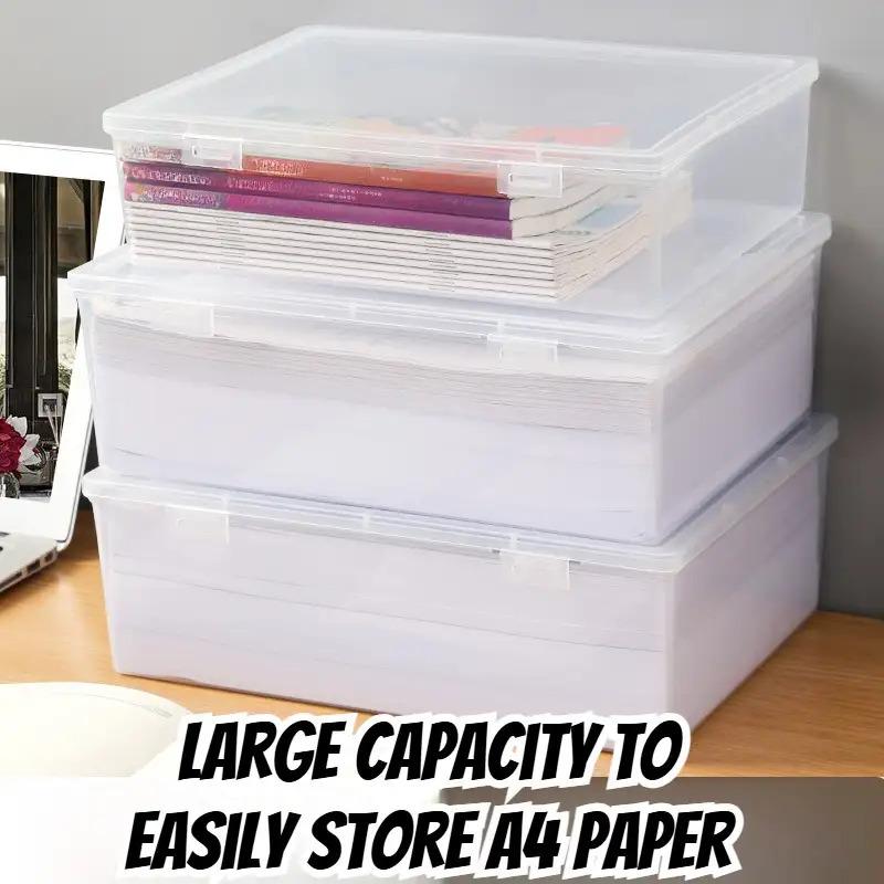 high qualityLarge Capacity Transparent Plastic Storage Box Compatible for A4/A5 Documents - Heavy-Duty File Suitable for Office & Home, Durable