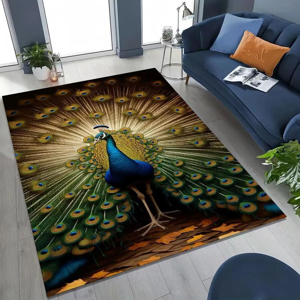 3D Colorful Peacock Romantic Birds Rug for Bedroom Living Room Sofa Home Doormat Decor,Larger Kid Play Non-slip Floor Mat