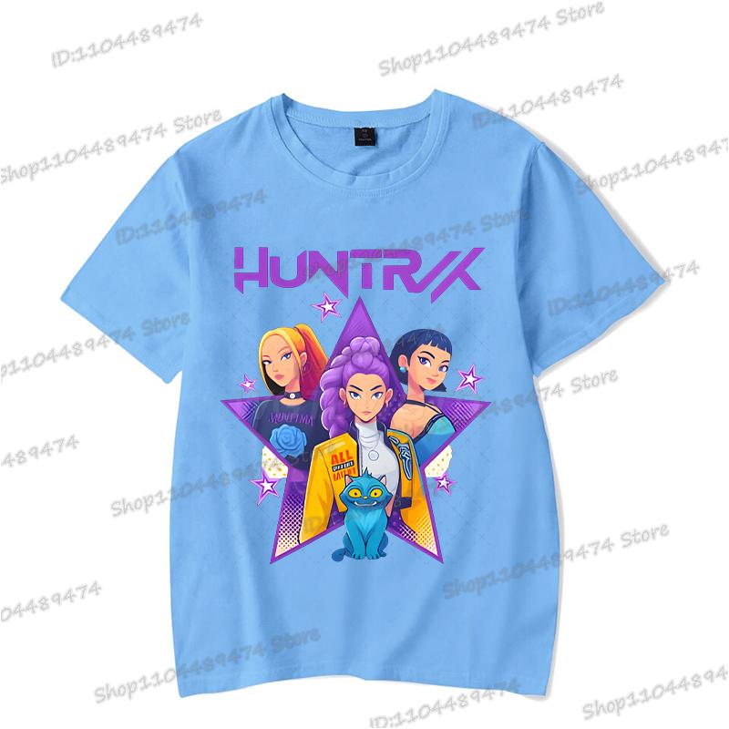 Vintage Kpop Demon Hunters Anime T-shirt Rumi Zoey Mira Print T Shirt Harajuku Cartoon Kpop Demon Hunters Teenage Girls Tshirts