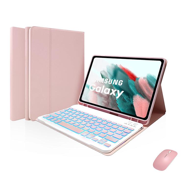 Compatible 2025 Samsung S11 Seven-Color Luminous Bluetooth Keyboard Case for Galaxy SM-X736 Silicone Tablet
