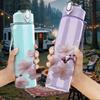 1PC Cherry Blossom Twig Floral Layout 750ml Color Plastic Sports Water Bottle Leakproof Flip Straw Lid For Sports Office Home Use