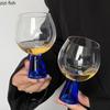 Blue Base High Foot Wine Glass Transparent Glass Cup Champagne Glass Beverage Juice Cup Dessert Bowl Water Cups Wine Cup