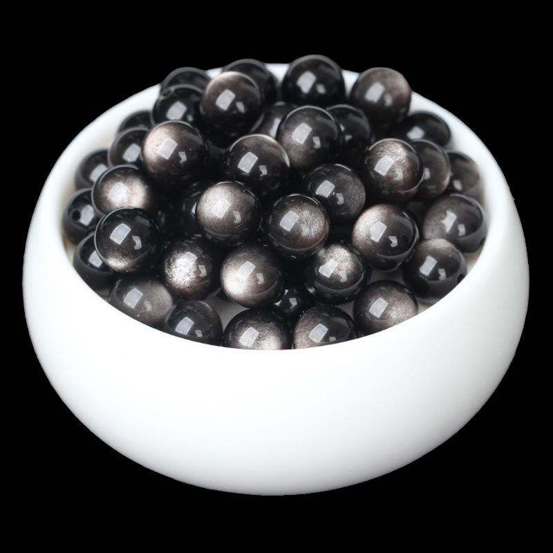 Natural Double Gold Eye Obsidian Beads Pixiu Bracelet with Silver Sheen Crystal Accessories