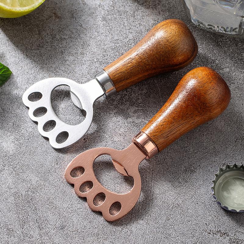 Creative Cat's Claw Beer Bottle Opener Household Acacia Wood Vertical Cute Open Cap Bottle Opener Personalized Lanyard Screwdriver