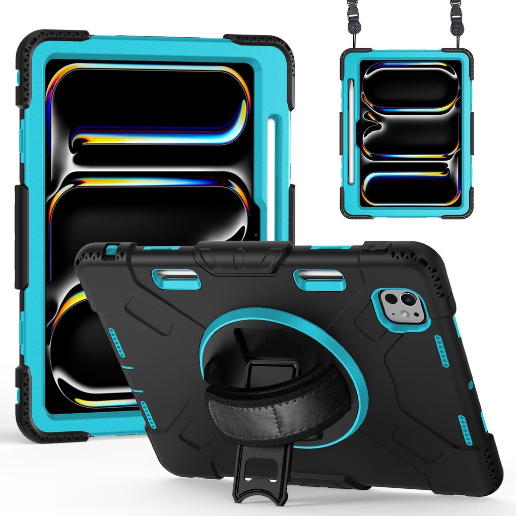 For iPad Pro 11 (2025)/11 (2024) Kickstand Case Anti-Scratch Tablet Cover with Shoulder Strap