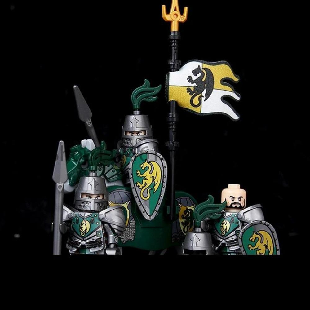 

Зеленый Дракон Вороны Рыцари Щит Фигурки MOC Средневековые Древние Рыцари Сцена Строительный Блок Креативные Игрушки для Детей