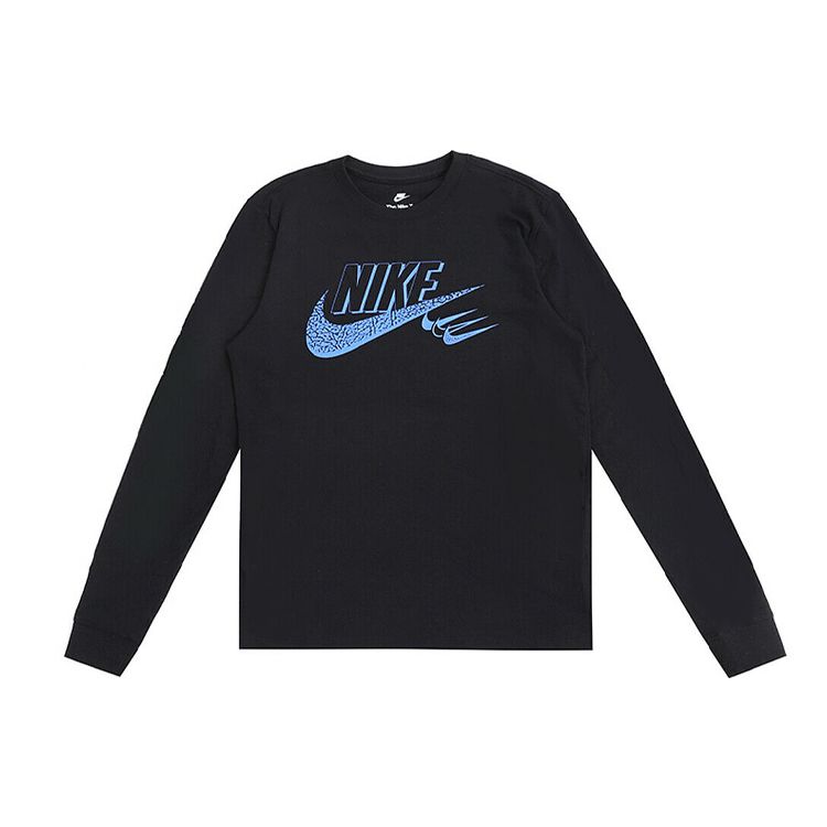 

Nike Crackle Logo Crew-Neck Long Sleeve T-Shirt Men Tops Black DN5264-010 XXL