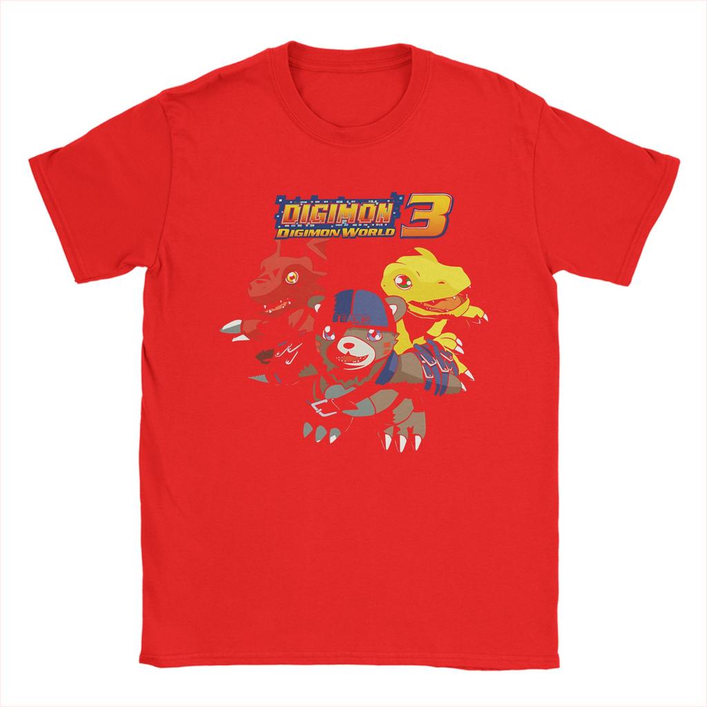 Digimon World T-Shirt Herren Baumwolle Oberteile Retro Rundhalsausschnitt Kurzarm