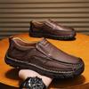 Fashion Comfortable Men's Soft-Soled Slip-On Flats Casual Leather Loafers Versatile Business Shoes Non-Slip Male Hiking Shoes Moccasins