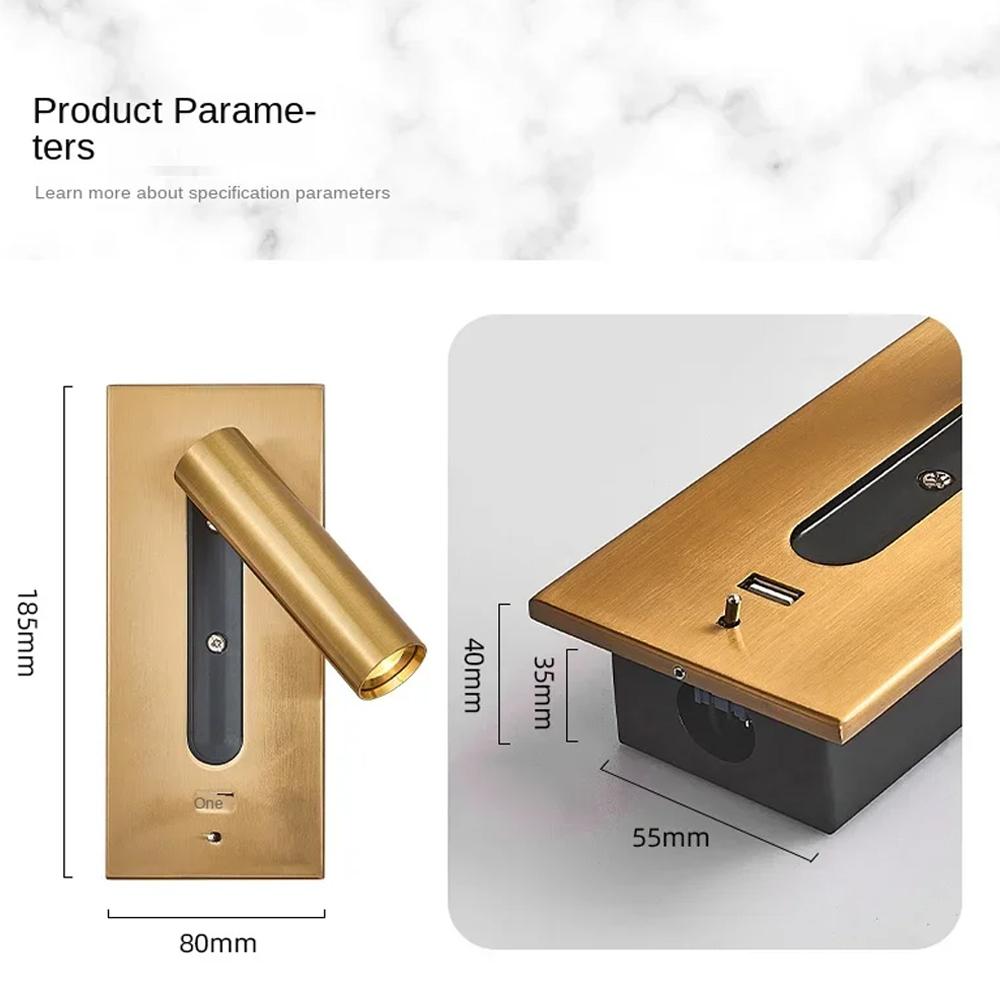 LED Wall Lamp Reading Light For Bedroom Hotel Bedside Spotlight Rotatable Lighting Nordic Modern High Quality Indoor Decoration