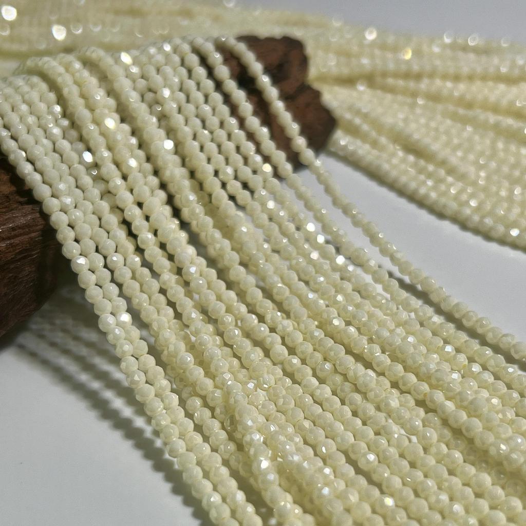 Emulsified Milk Zirconia Faceted Round Beads for DIY Necklaces & Bracelets