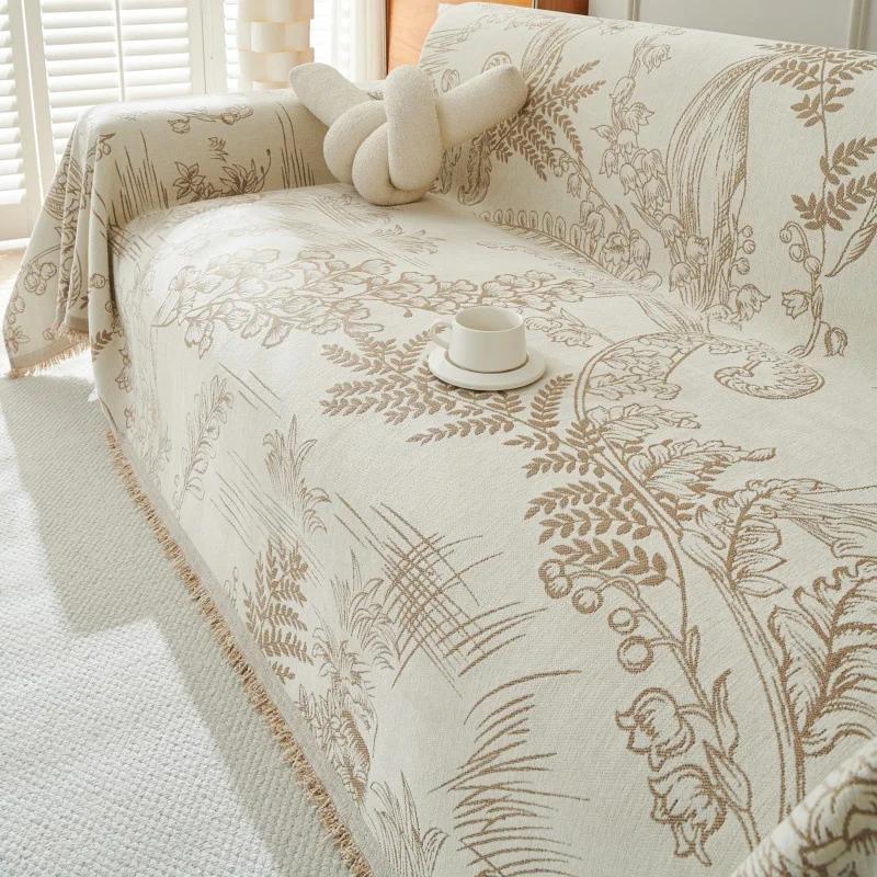 

High-end Chenille Sofa Cover Four Seasons Universal Dustproof Anti-slip High-quality Feel Fabric For Living Room Space Sofa Furniture Cushion 180x90cm 1pcs