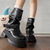 Fashion Platform Thick Bottom Women Ankle Boots Fashion Belt Buckle Shoes 2025 Autumn Winter Female Slip On Short Booties