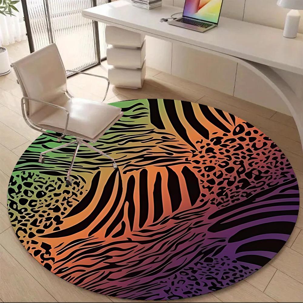 1pc Zebra Print Animal Office Round Area Rug, Indoor Mat Suitable ForOffice, Under Office Chairs Bedroom Living Room Home Decor, Room Decot265