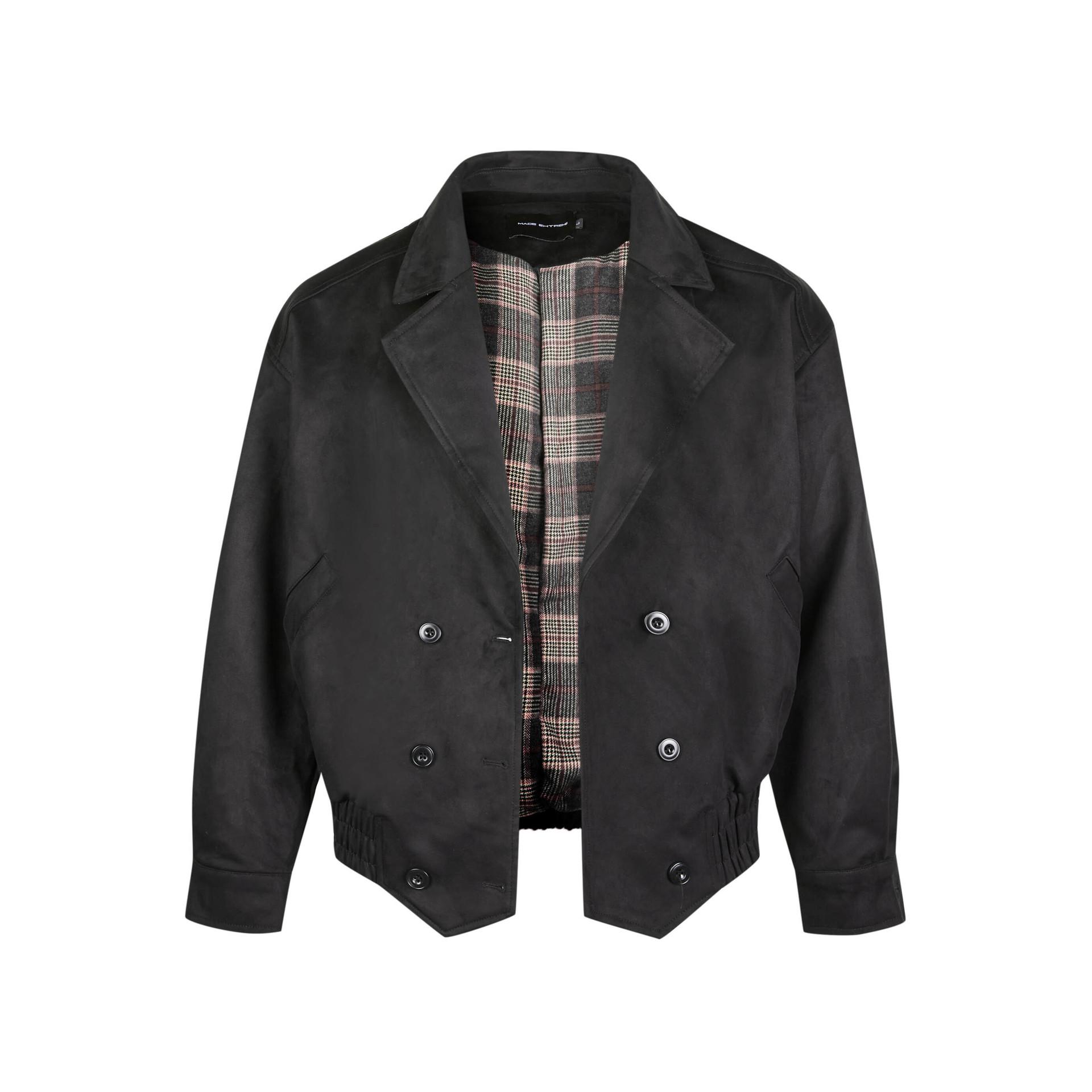 

EME Yisheng Yi Unisex American Retro Plaid Lapel Jacket M чорний