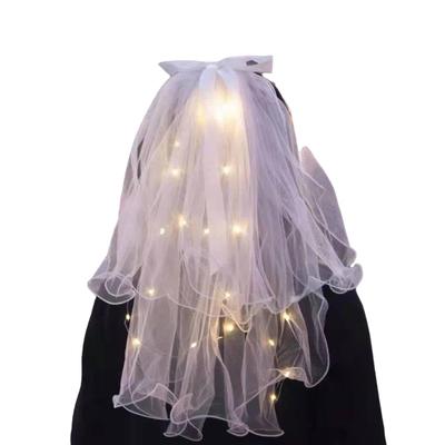 Fashion Alley 1 Pcs Wedding Hair Accessory | Bridal LED Light Lace Veil with Hair Pin | White Veil for Women & Girls | Perfect for Wedding, Party