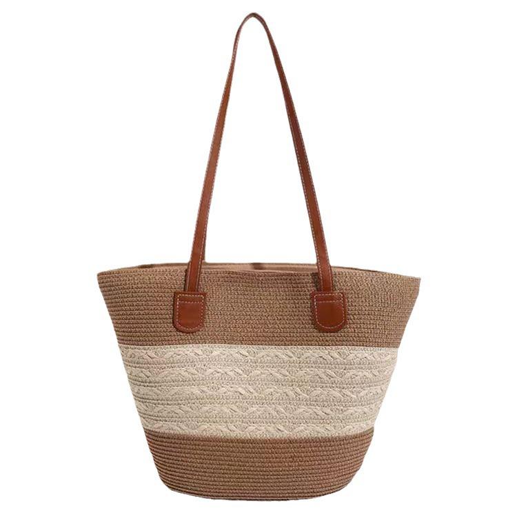 Women's Large Straw Beach Tote - Summer Handbag, Seaside Shoulder Bag, Vegetable Basket Style
