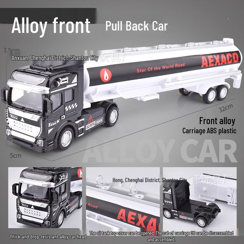 Alloy Pull-Back Big Truck Toy - Children's Container Truck Model & Trailer Transport Car