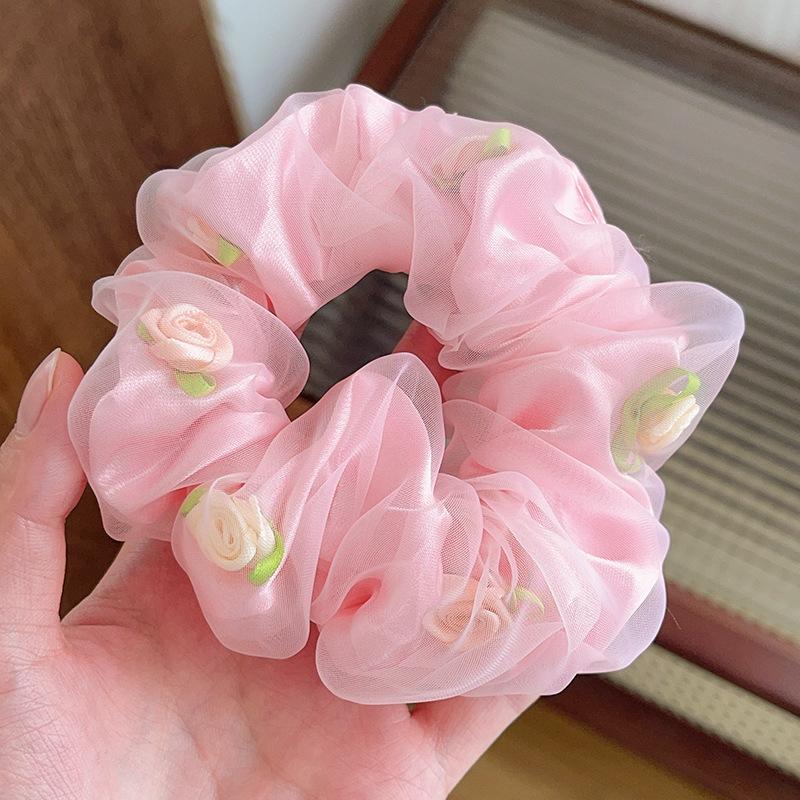 

Fresh Floral Elastic Hair Scrunchies, Sweet Girly Ponytail Hair Bands for Women розовый
