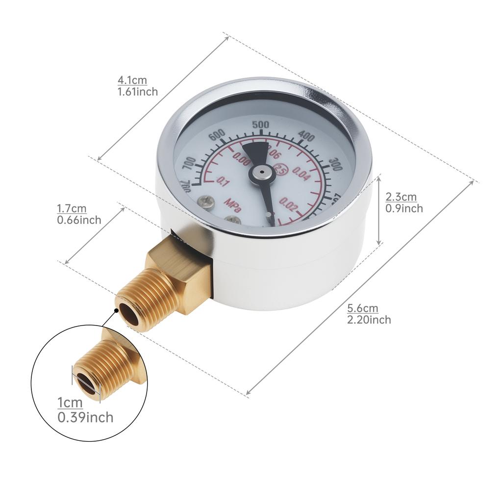 -0.1~0 MPa Vacuum Pressure Gauge 1/8 Inch NPT 0-150psi Pressure Gauge for Air Pump Oil Water Separator Filter Pneumatic Tools