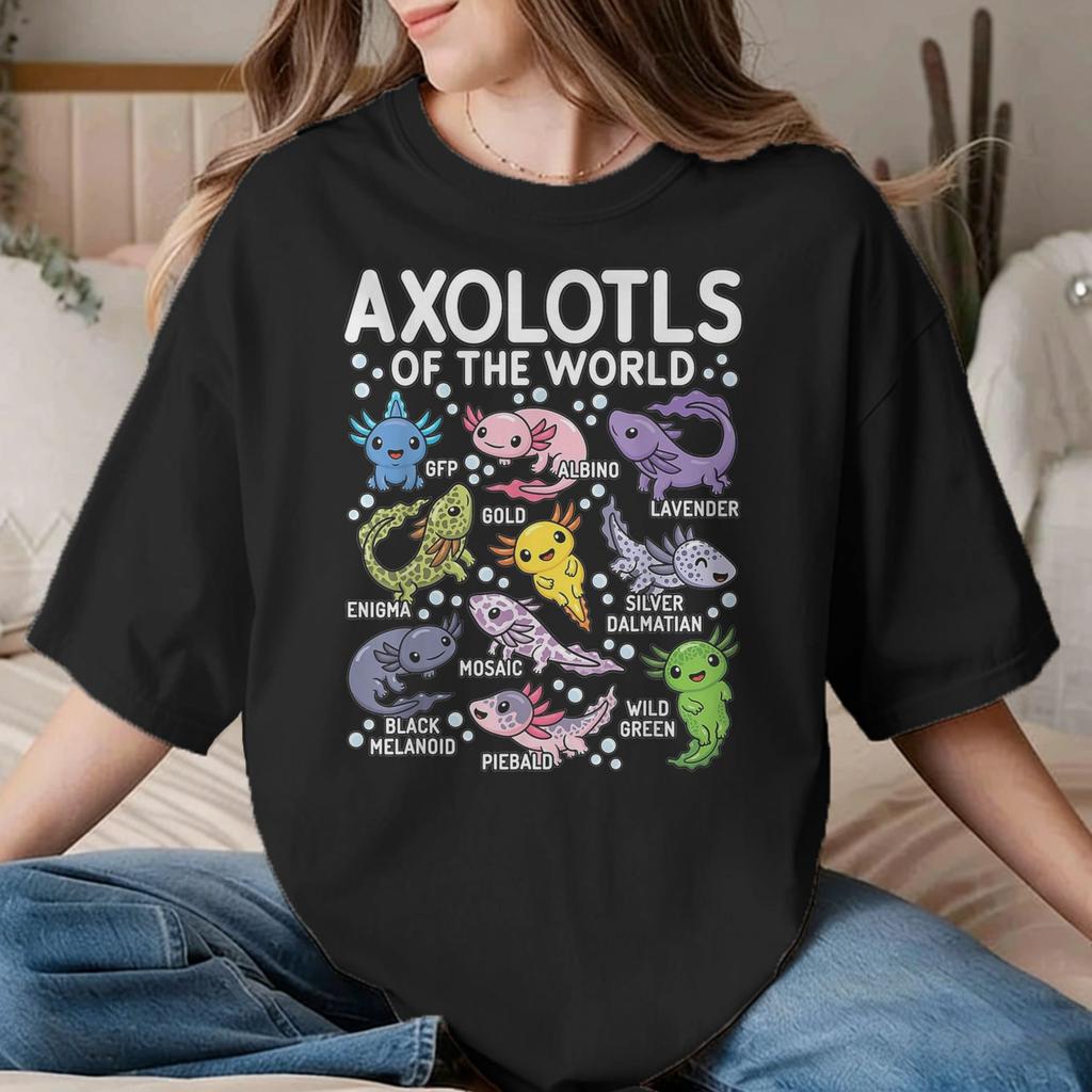 I Axolotl Questions for Unisex Unisex T Shirts Cute Axolotls Vintage Tees Round Neck TShirts 100 Cotton Printed Clothing