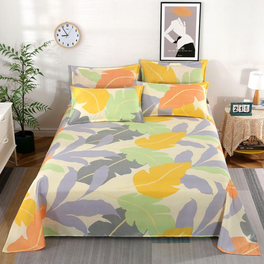 Simple Printed Simple Bed Sheet Single Piece Dormitory Pure Polyester Washed Cotton Single Double Bed Sheet