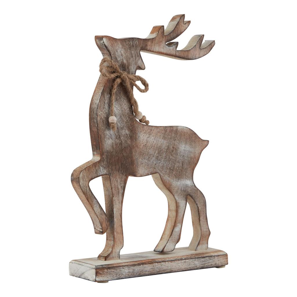 Hill Interiors White Wash Collection Wooden Reindeer Decoration