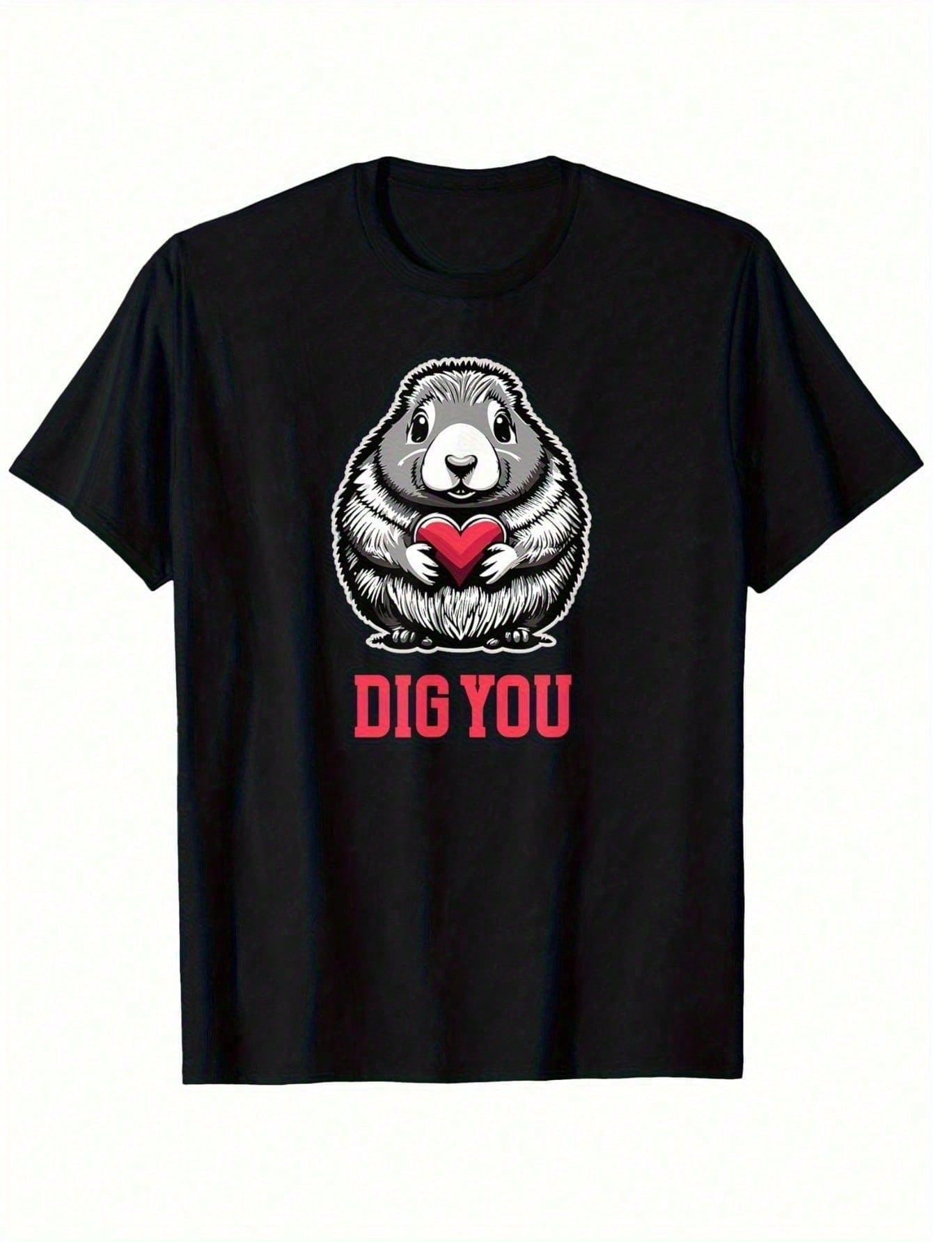 Prairie Dog Dig You Graphic TShirt 100 Cotton CrewNeck ShortSleeved Printed TShirt MenS and WomenS Black Casual Shirt S