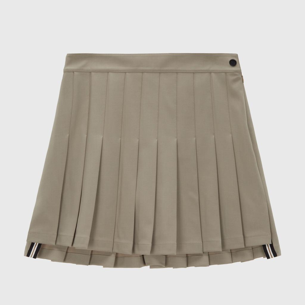 LIKK Slit Point Pleated Skirt (Beige)_L4A1-Sk05C