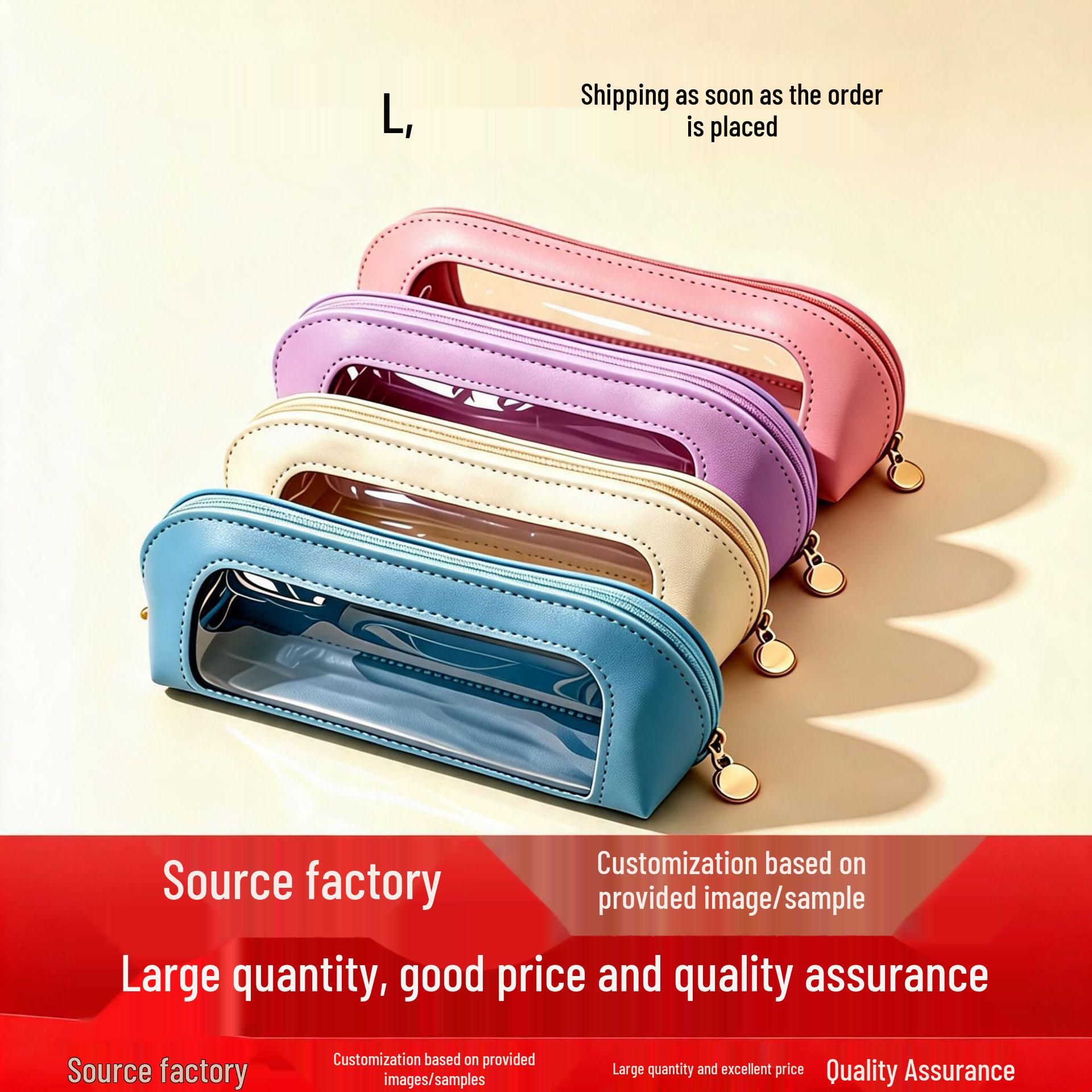 Enhanced Makeup Brush & Pencil Storage Bag – Large Capacity Transparent PU Case светло-фиолетовый
