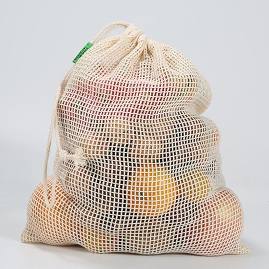 Shopping Bag Reusable Large Capacity Cotton Fruit Vegetable Produce Mesh Tote for Outdoor