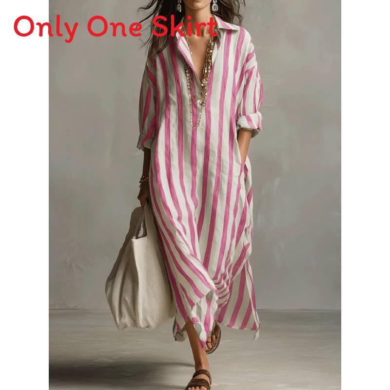 Stripe Shirt Dress With Pockets For Casual Summer Wear