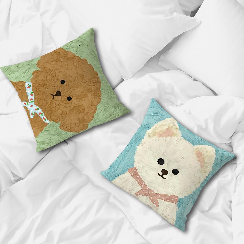 Cute cartoon art scribbled puppy dog art Comfortable soft Pillow Case for Sofa Living Room Home office Decor Protective Covers
