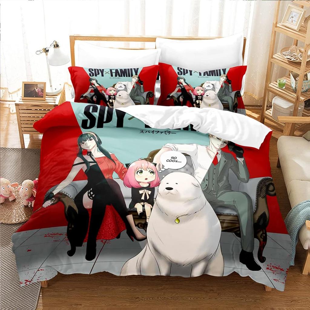 Anime Beautiful Girl Duvet Cover Set ,Cartoon Printed Patterned with Pillowcases, Soft Microfiber Quilt Covers for Girls