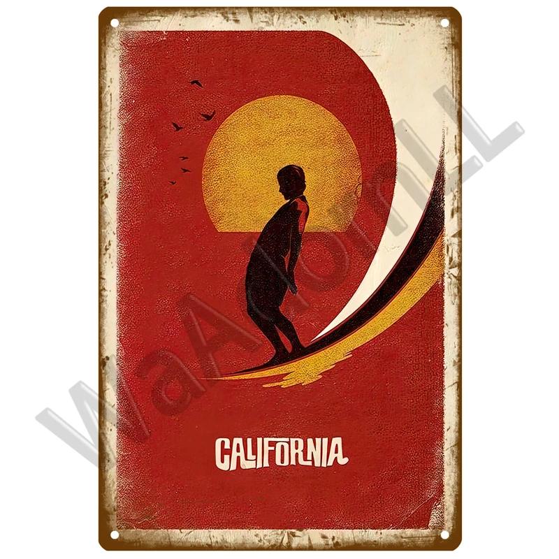 Beach Tin Sign Plaque Metal Summer Sign Metal Plate Wall Decor For Beach Bar House Surf Club Decorative Iron Painting Poster