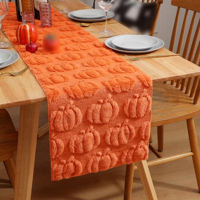 3D Pumpkin Quilted Embroidery Table Runner Halloween Table Runner Party Holiday Dining Table Harvest Decorations Tablecloth