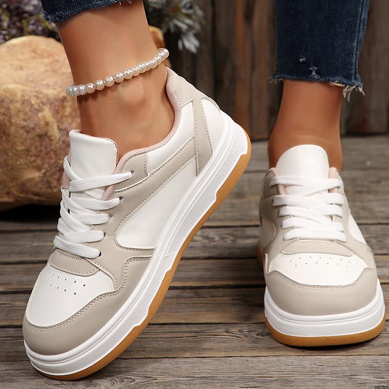Fashion Pu Leather Thick Bottom Casual Sneakers Women Spring Autumn Platform Sports Shoes Woman Comfort Lace Up Vulcanized Shoes Female