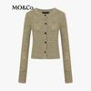 MO&Co. Women's Linen Blend Slub Knit Cardigan