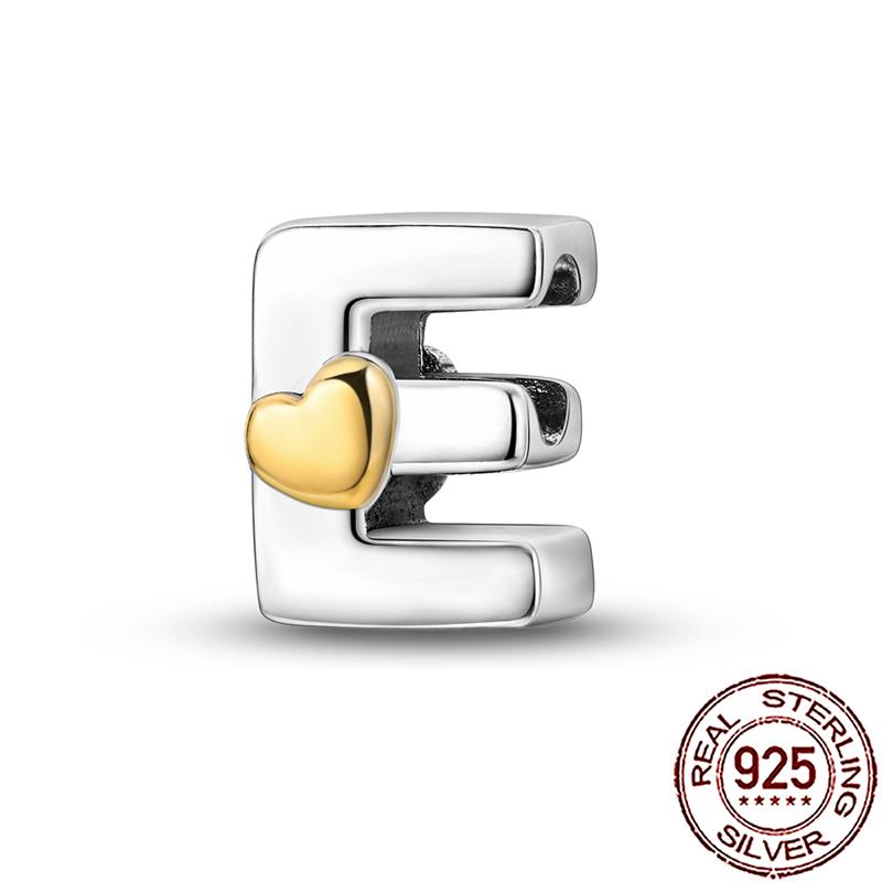 New Stylish Charms Genuine Copper Heart Alphabet Letter A B C Charm Beads Fit Snake Chain Arm Bracelet Necklace Women Do-It-Yourself Jewelry