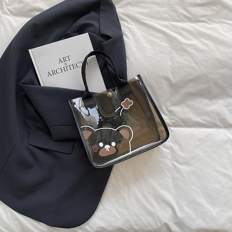 Cute PVC Transparent Tote Bag for Women Thickened Handbag Make up Pouch