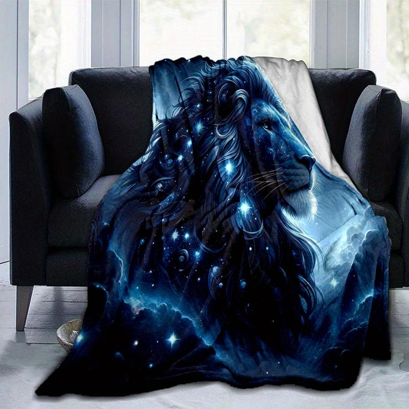 1pc Starry Sky Majesty Lion Blanket  Soft Throw for Home Decor, Living Room, Travel, Camping, Car Blankets, Beach