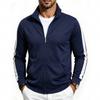 Men S Casual Full Zip Stand Collar Color Block Sports Jacket