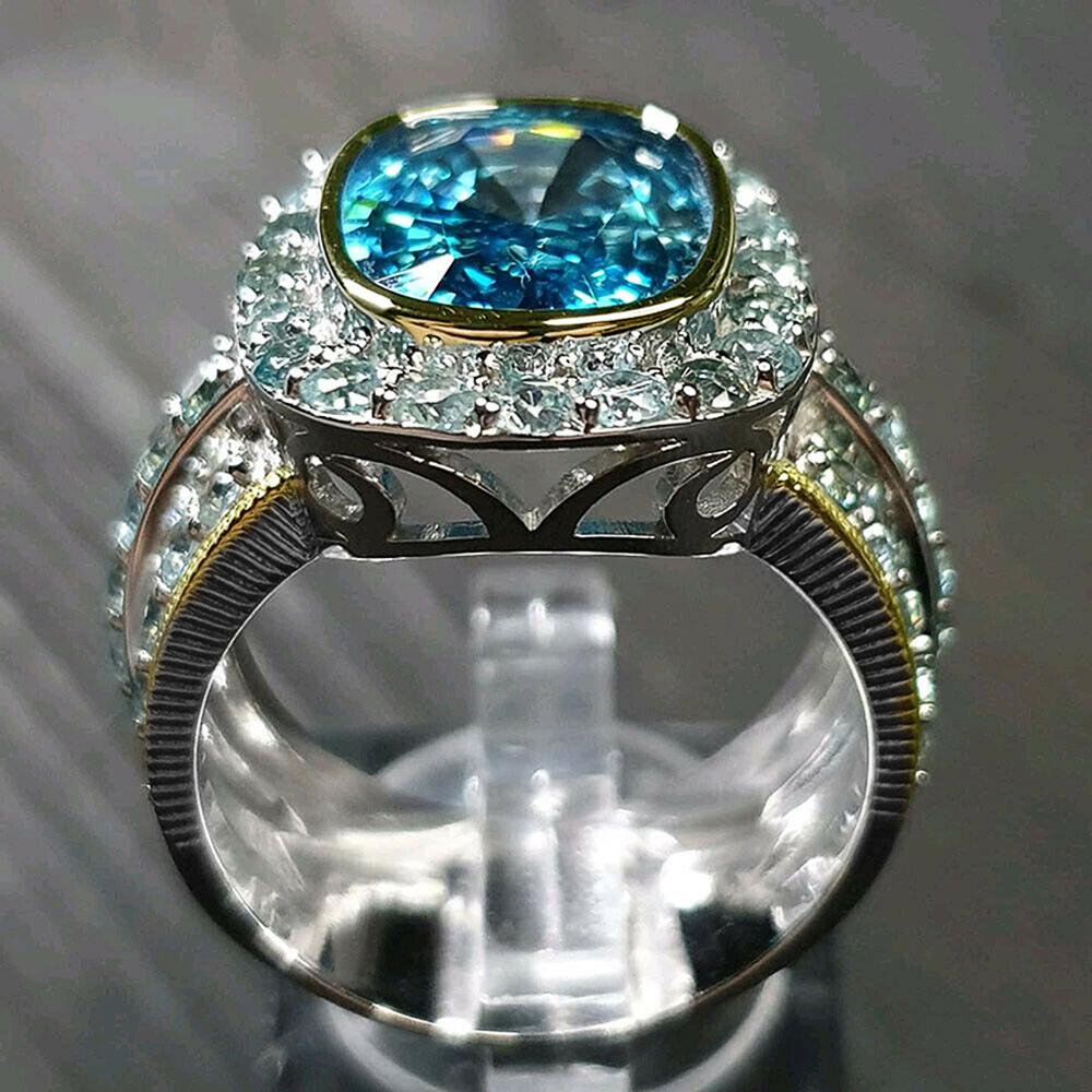 Nydelig design Dame Edele Partyringer Mote Luksus Himmelblå Cubic Zirconia Jubileumssmykker Flotte gaver til mor