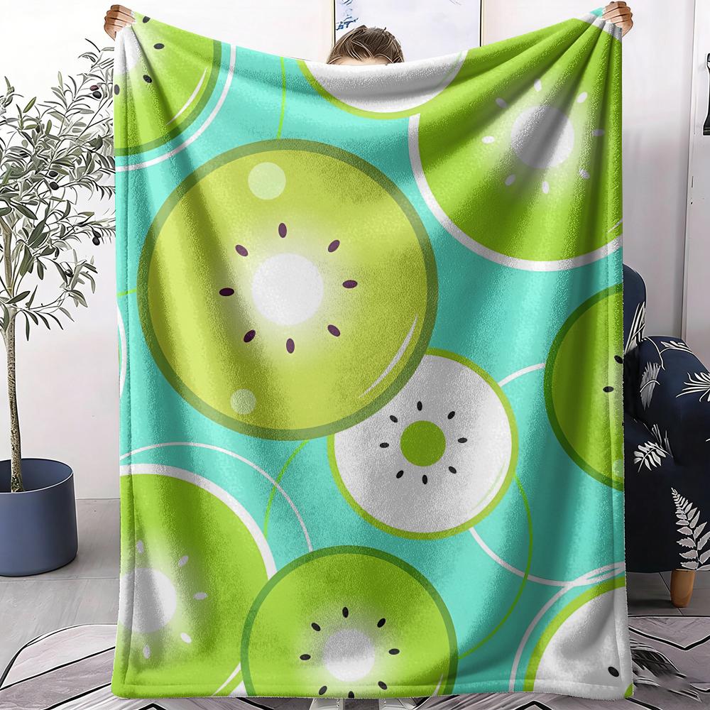 Kiwi Fruit Pattern Throw Soft Flannel AC Blanket Lightweight Summer Nap Throw Cozy  Blanket for Sofa Bed Travel Home