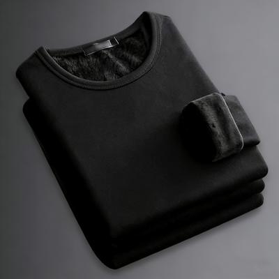 New Warm Underwear for Men's Autumn Wear Underlay Winter Round Neck Long Sleeve Plush Thickened Men's T-shirt Top