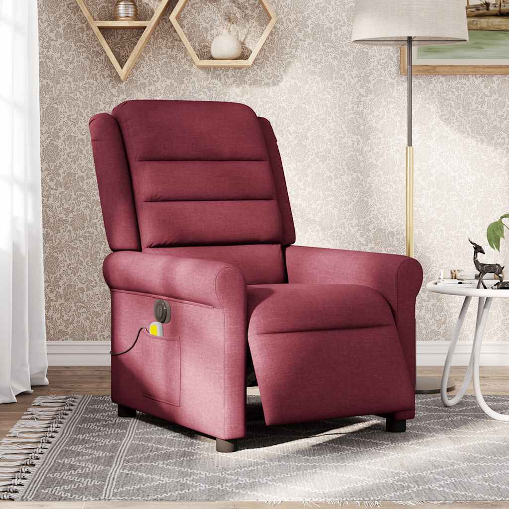 Electric Massage Chair Burgundy Fabric
