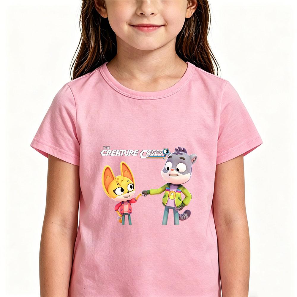 100% Cotone The Creature Cases Stampa Cartone Animato T-shirt Bambini 2-12 Anni Ragazzi Ragazze Unisex Moda Manica Corta Girocollo Top Casual