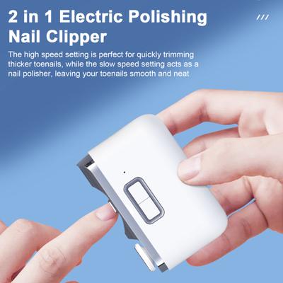 Electric Toenail Clipper with Square Design Dual Speed Function Electric Nail Trimmer Type-C Charging 2 In 1 Electric Polishing Automatic Nail