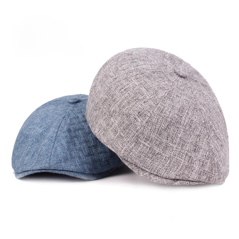 Beretă din bumbac și in, bărbați și femei, șapcă cu limbă de rață, retro Do Old Forward, pălărie de călătorie în aer liber, beretă într-o singură culoare