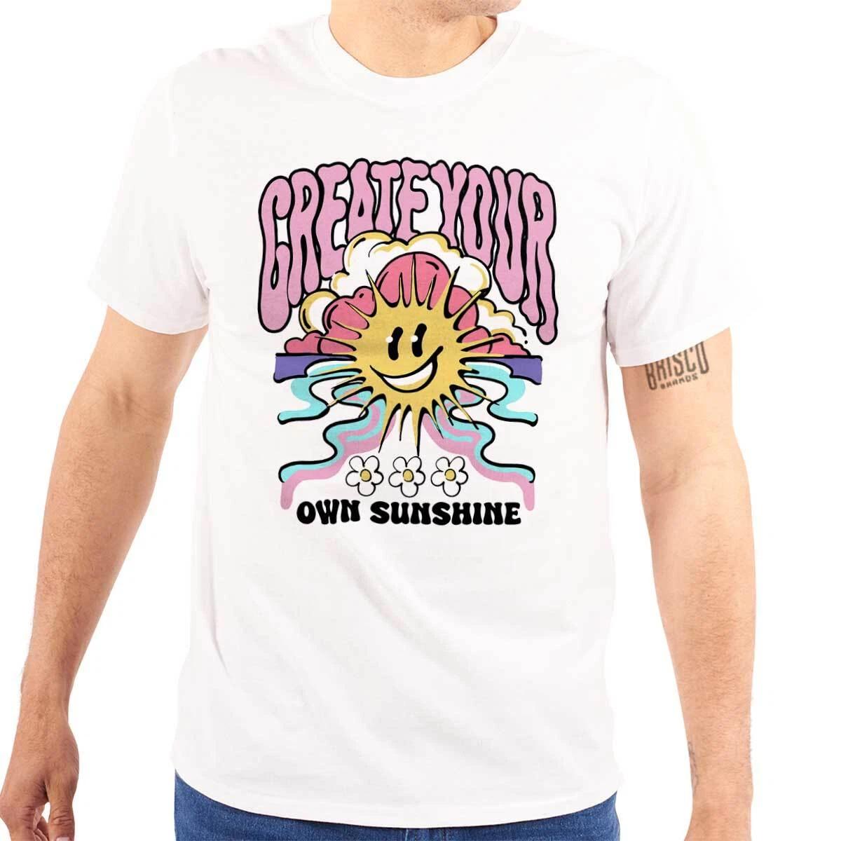 Groovy Retro Create Your Own Sunshine Face Womens or Mens Crewneck 100% Cotton T-shirt Mens Tees Top Tee 2XL
